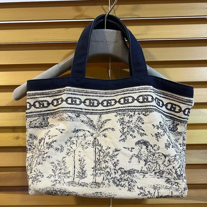 [BUNJANG] Hazzys Toile de Jouy Canvas Mini Tote Bag / 헤지스  토일드주이 캔버스 미니 토트백 코튼토트백