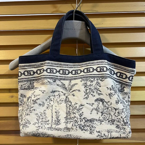 [BUNJANG] Hazzys Toile de Jouy Canvas Mini Tote Bag / 헤지스  토일드주이 캔버스 미니 토트백 코튼토트백