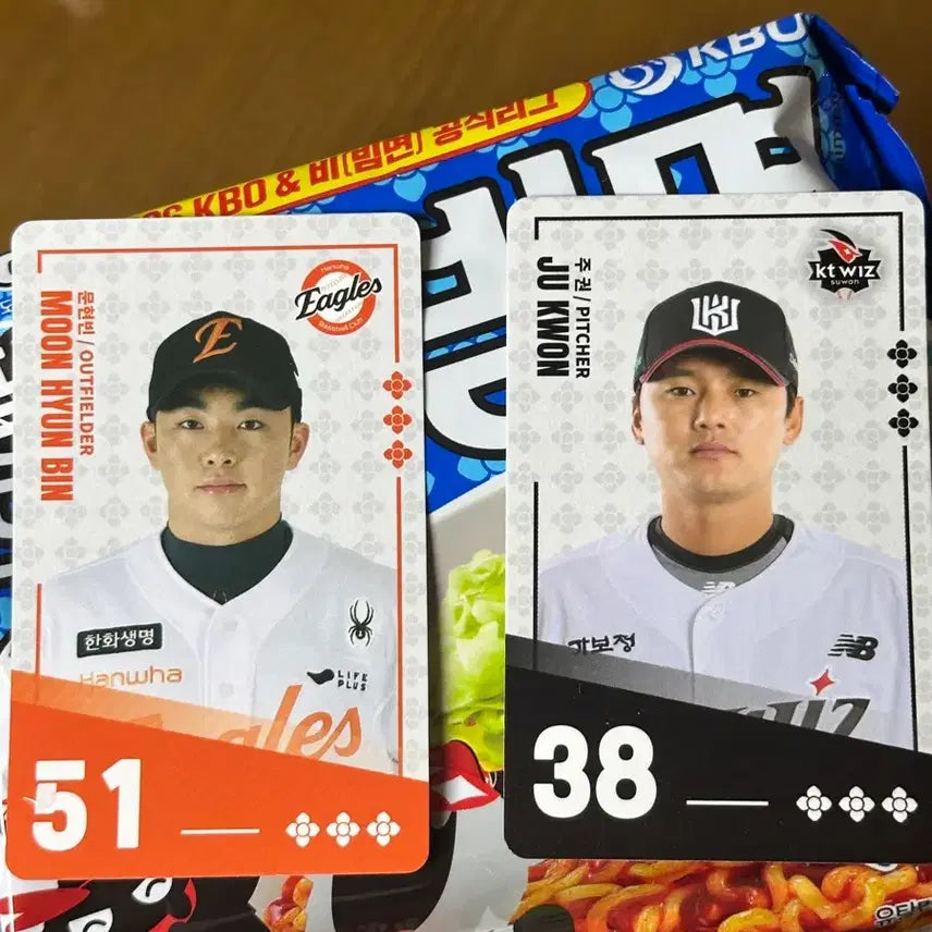[BUNJANG] Hanwha Eagles Moon Hyun-bin & Joo Kwon KBO Photocard / 팔도비빔면 한화 문현빈 주권 KBO 포토카드 포카 팔도