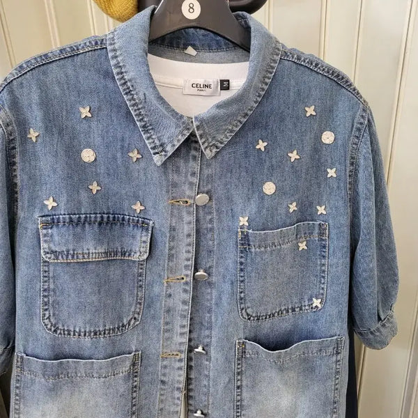 [BUNJANG] Denim Jacket with Silver Embellishments / 데님 자켓 실버 장식