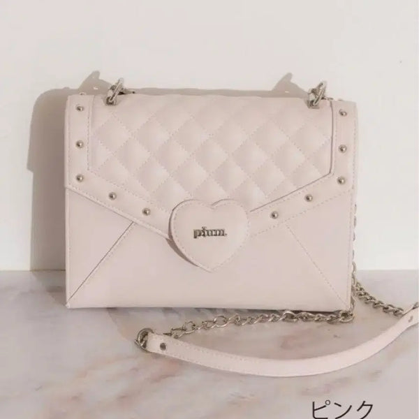 [BUNJANG] Pium Quilted Heart Message Chain Bag / pium 피움 하트 퀄딩 메세지 체인백 양산형 지뢰계 노에미 비쥬백 양지뢰 스나