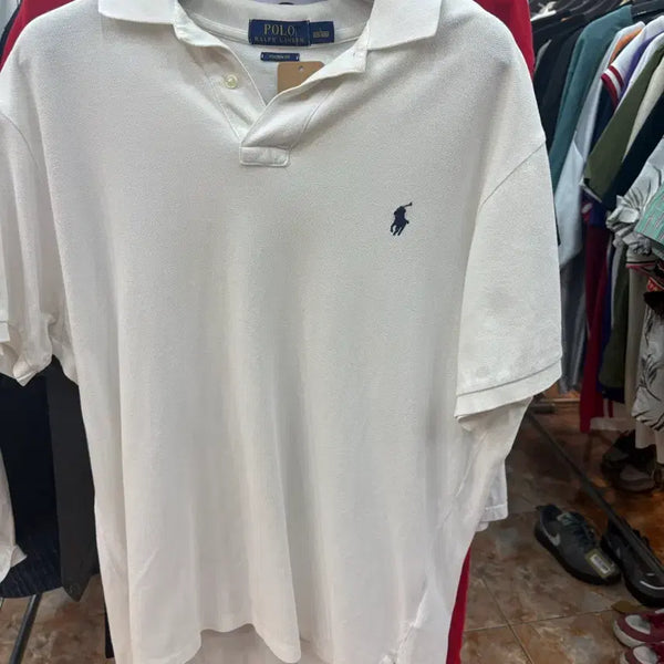[BUNJANG] Polo Ralph Lauren White Logo Embroidered Polo Shirt L / 폴로 랄프로렌 흰색 카라티 L