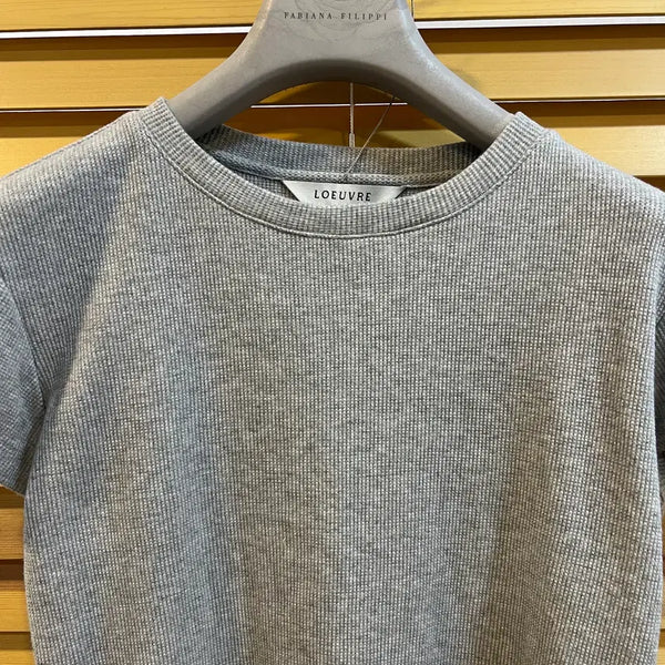 [BUNJANG] Tamburins Grey Waffle Crop T-Shirt Size 85 / 루에브르 여성 그레이 와플반팔티셔츠 크롭티셔츠 85