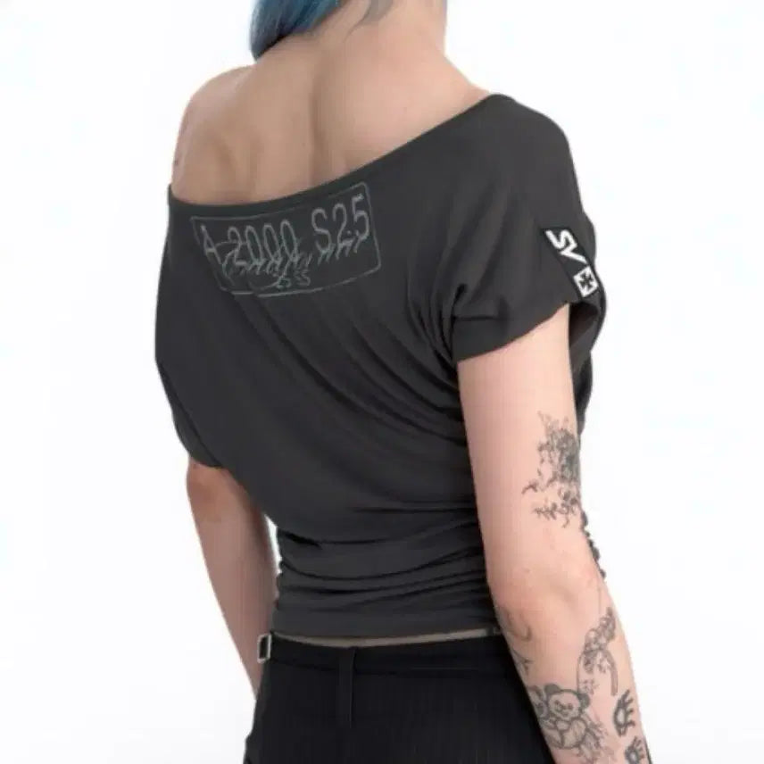 [BUNJANG] 2000 Archive Drape Short Sleeve Charcoal S / 2000아카이브 드레이프 반팔 차콜s