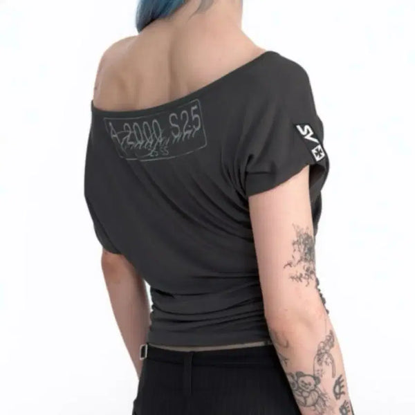 [BUNJANG] 2000 Archive Drape Short Sleeve Charcoal S / 2000아카이브 드레이프 반팔 차콜s