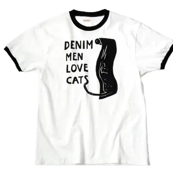 [BUNJANG] Kapital 20 Jersey Ringer T-Shirt Denim Men Scratch New / 캐피탈 20 저지 링거 티셔츠 데님 맨 러브 캣 스크래치 새상품