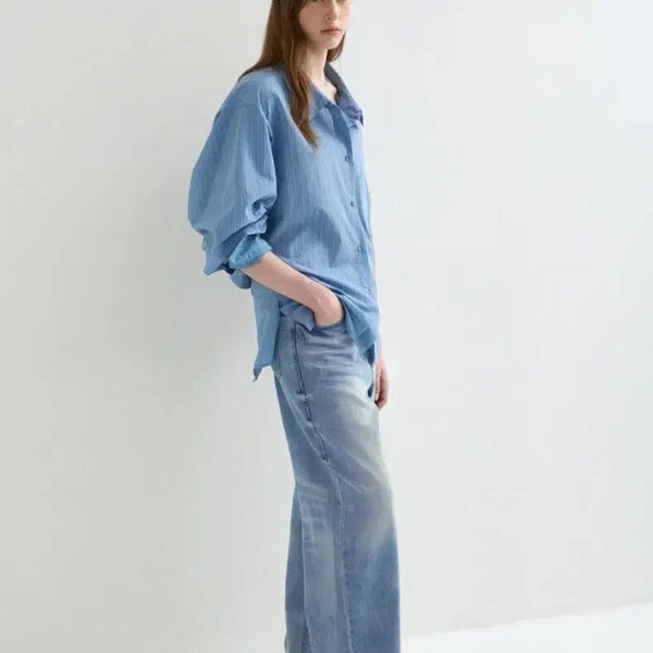 [BUNJANG] System Washed Wide Denim Pants / 한섬 26ss신상 시스템 워시드 와이드 데님55
