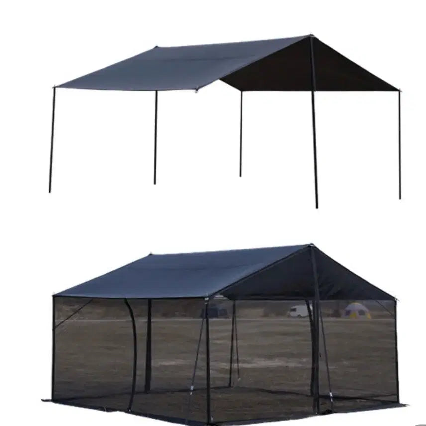 [BUNJANG] Forest You Connectable Recta Tarp Black (Recta Tarp + Mesh Screen Set) / 포레스트유 커넥터블 렉타타프 블랙( 렉타+메쉬망 세트 ) 팝니다.