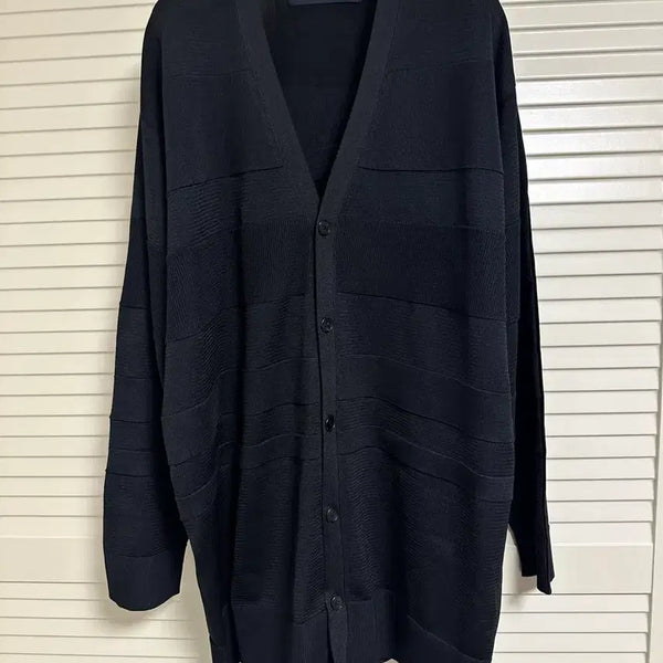 [BUNJANG] Juunj Reverse Color-Block Long Cardigan / 준지 juunj / 준지 리버스 조직배색 롱 가디건