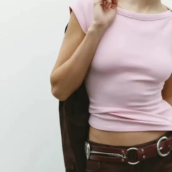 [BUNJANG] ZARA Pink Ribbed 3/4 Sleeve T-Shirt / ZARA 자라 핑크 3부소매 반팔 골지티