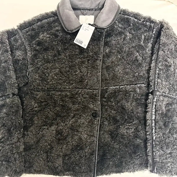 [BUNJANG] H&M Fleece Lined Biker Jacket (New with Tags) / 미착용/택O) H&M 겨울 양털 뽀글이 무스탕 자켓