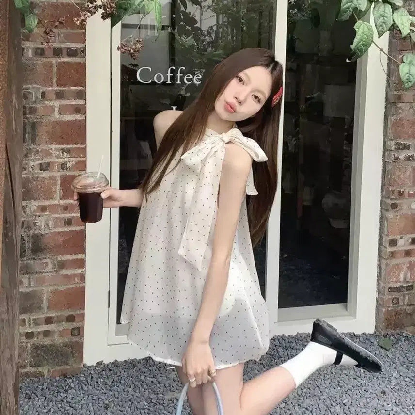 [BUNJANG] White Dot Blouse / 화이트 도트 블라우스