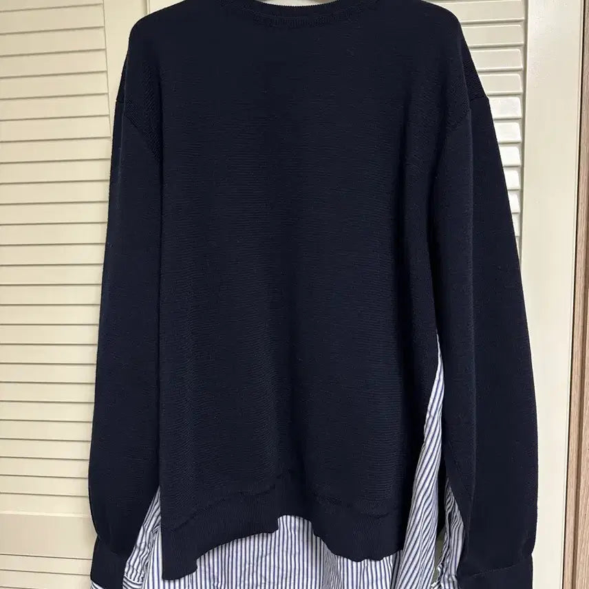 [BUNJANG] Juun.J Colorblock Knit Shirt Navy L / 준지 juunj / 준지 셔츠 배색 니트 네이비