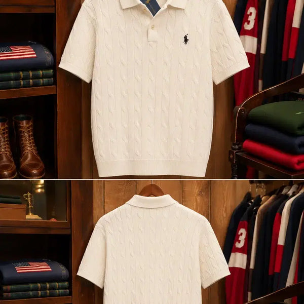 [BUNJANG] Polo Ralph Lauren Cable Knit Short Sleeve Knit White / 폴로 랄프로렌 케이블 반팔니트