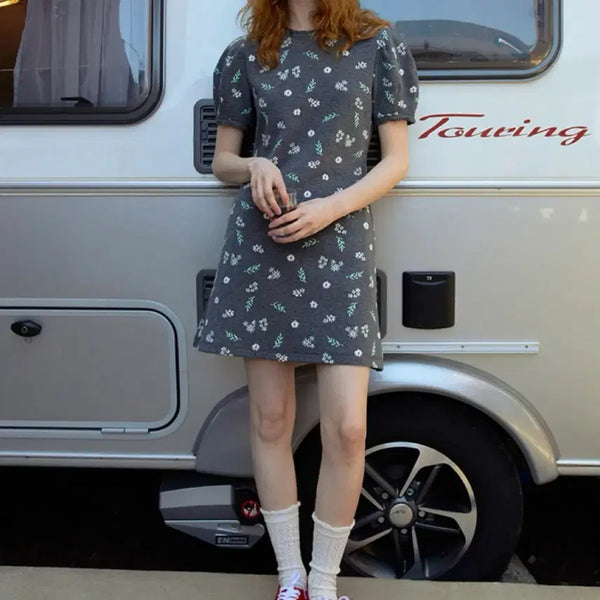 [BUNJANG] AND YOU Flower Jacquard Mini Dress / 앤유 플라워 자카드 미니 원피스