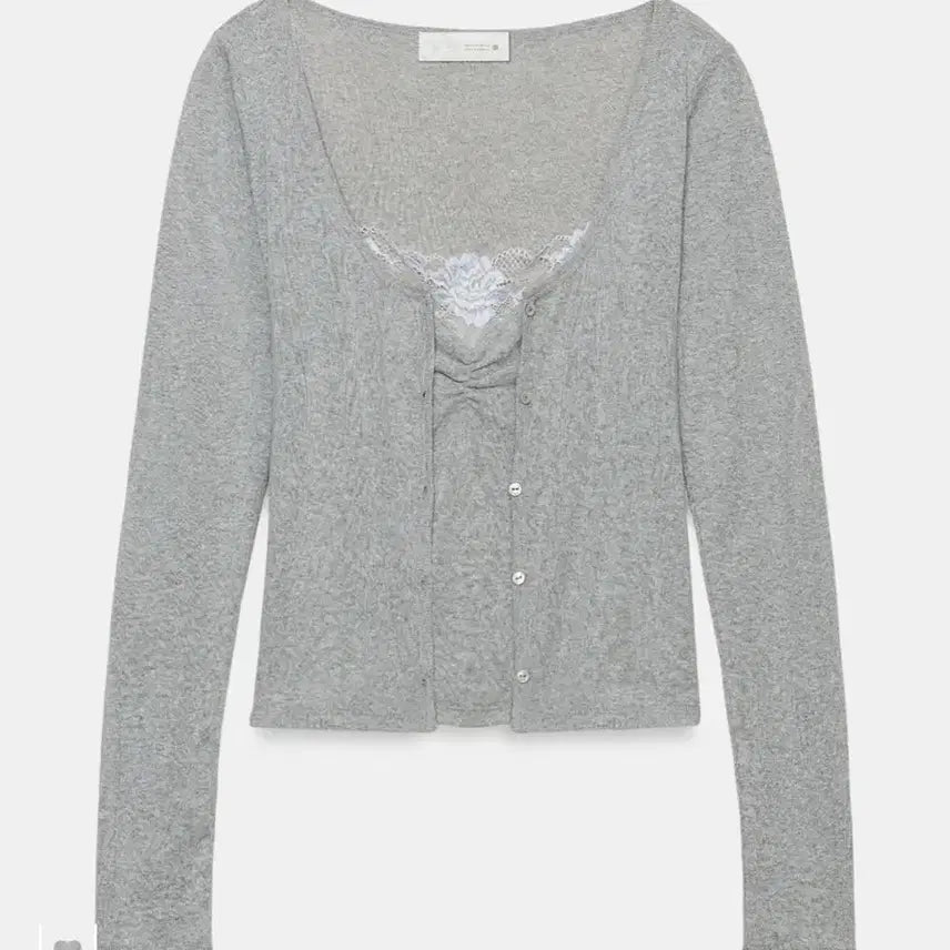 [BUNJANG] Zara Lace Top Combo Jacket Grey L / 자라 레이스 탑 콤비 재킷 그레이 (레이스 나시 일체형 세트)
