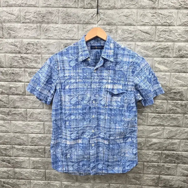 [BUNJANG] Polo Ralph Lauren Blue Paisley Check Shirt Size 100 / 폴로 랄프로렌 셔츠 블루 페이즐리 체크 사이즈 100