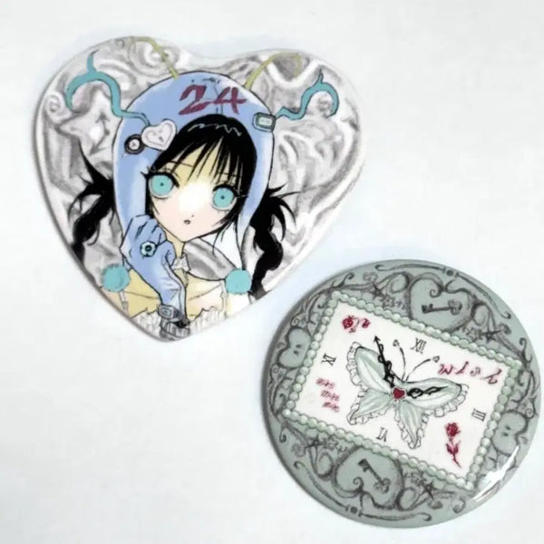 [BUNJANG] Wasa's "Miso Nyeo" Heart Can Badge Bundle Set / wasa님 미소녀 하트 캔뱃지 일괄 원가양도