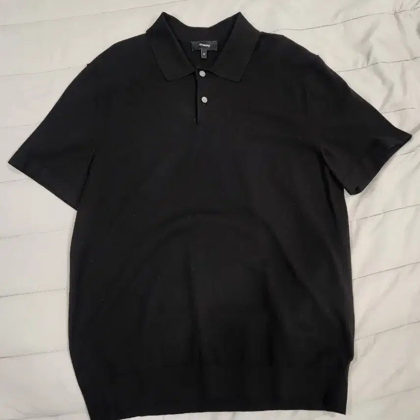 [BUNJANG] Theory Golis Short Sleeve Polo Knit Black M / 띠어리 고리스 반팔 카라 니트 블랙 M