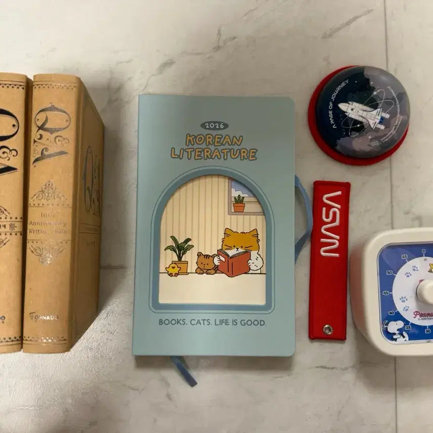 [BUNJANG] Aladin Reading Log Diary Set with NASA Keychain and Snoopy Timer / 알라딘 독서템 양도