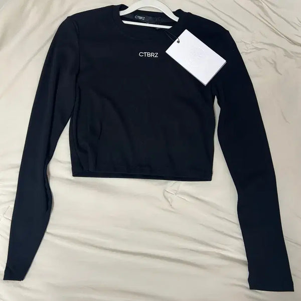 [BUNJANG] CTBRZ Cropped Long Sleeve T-Shirt Black / CTBRZ 시티브리즈  크롭 긴팔 티셔츠 블랙