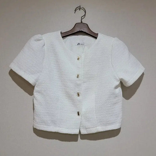 [BUNJANG] White Tweed Cropped Jacket (New) / (새상품)화이트 트위드 크롭 자켓