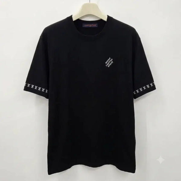[BUNJANG] Louis Vuitton LV Short Sleeve Knit Black XL / 루이비통 LV 쇼트 암로고 니트 반팔 블랙