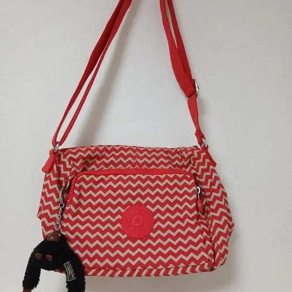 [BUNJANG] Kipling Shoulder Bag Red Zigzag Pattern / 키플링 숄더백 레드 지그재그 패턴 23  19
