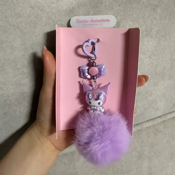 [BUNJANG] Sanrio Kuromi Pom Pom Keyring Bag Charm Phone Strap / 산리오 쿠로미 폼폼키링 백참 폰스트랩