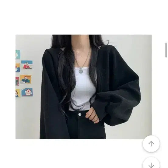 [BUNJANG] Black Cropped Bolero Cardigan / 블랙 크롭 가디건