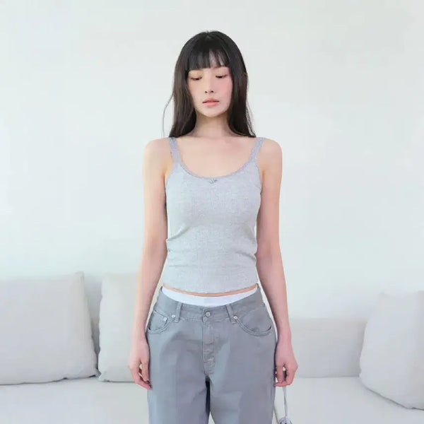 [BUNJANG] Grovestore GRVB_ROSELIE Sleeveless (Grey) / 그로브스토어 GRVB_ROSELIE SLEEVELESS(GREY)