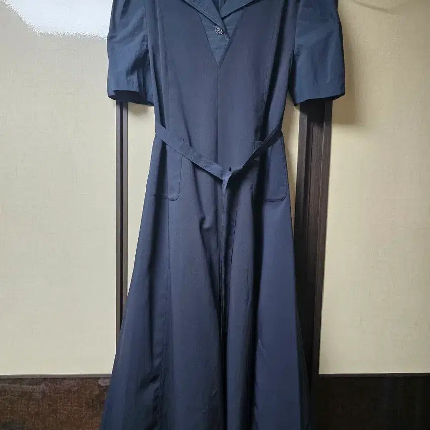 [BUNJANG] Line Navy Shirt Dress Set / 라인 네이비 셔츠 원피스 벨트 세트