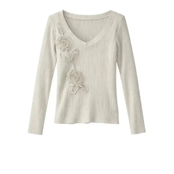 [BUNJANG] Optenso Wrinkle Knit Flower Cardigan / 옵텐소 플라워 링클 니트
