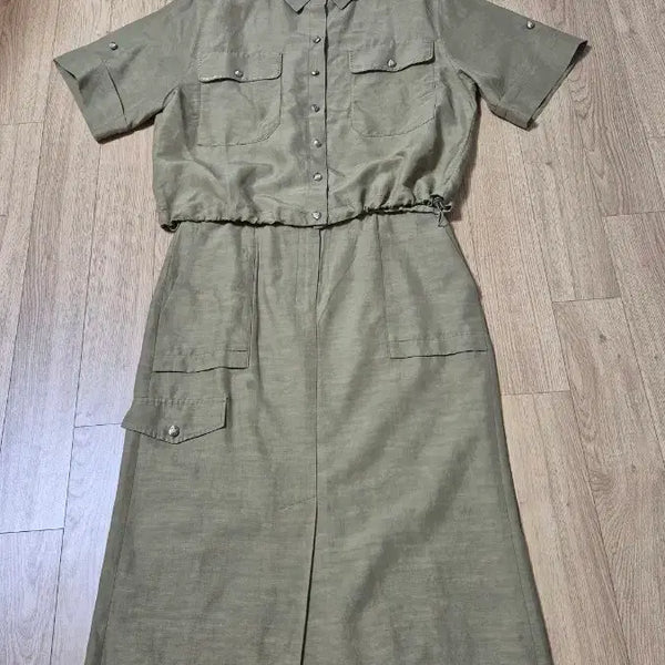 [BUNJANG] MICHAA Italian Material Summer Set-up Khaki / 미샤 여름 셋업