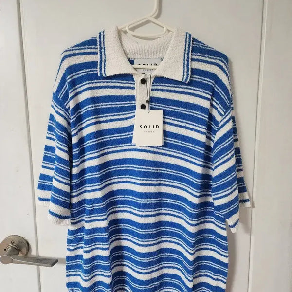[BUNJANG] Solid Homme 24SS Stripe Short-Sleeve Knit / 솔옴 [48] 24ss 스트라이프 반팔 니트
