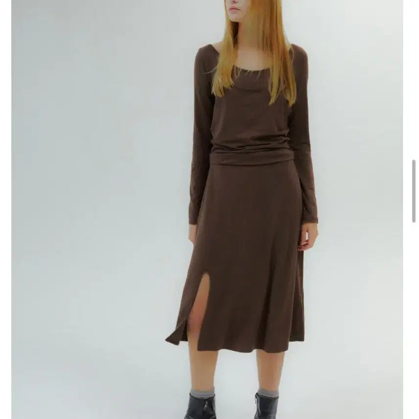 [BUNJANG] Qpid Layered One-Piece Dress Brown / 큐피도 원피스 layered onepiece brown