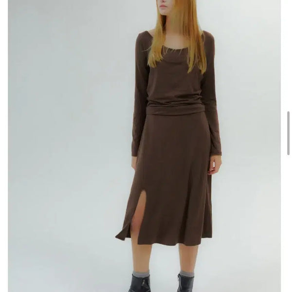 [BUNJANG] Qpid Layered One-Piece Dress Brown / 큐피도 원피스 layered onepiece brown