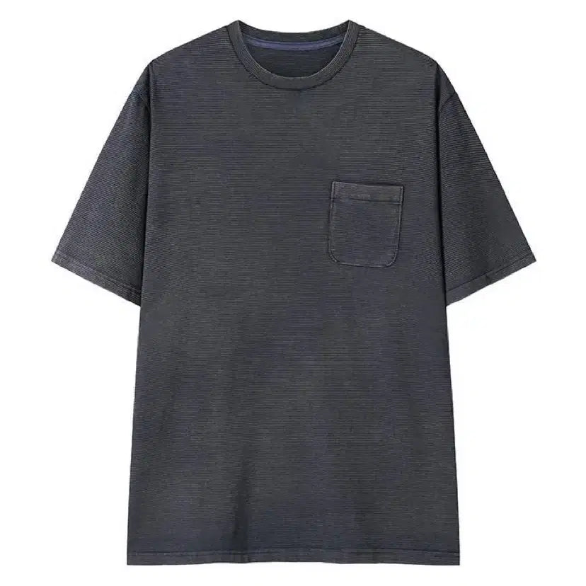 [BUNJANG] Artifects Stripe Pocket Short Sleeve T-Shirt / 아트이프액츠 스트라이프 반팔티