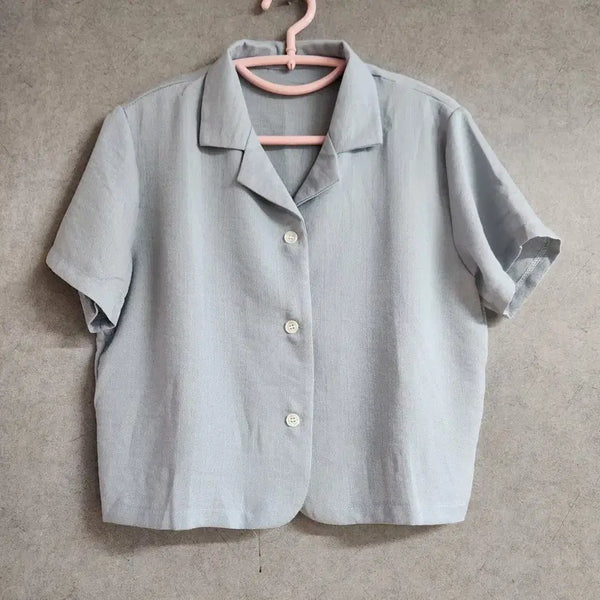 [BUNJANG] Light Blue Short Sleeve Blouse M / 하늘색 반팔 블라우스 M