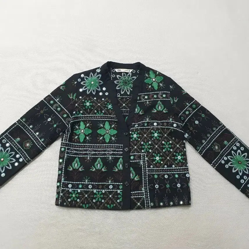 [BUNJANG] Zara Pattern Glitter Jacket Women's 55-66 / 자라 패턴 반짝이 자켓 55~66 여성85~90