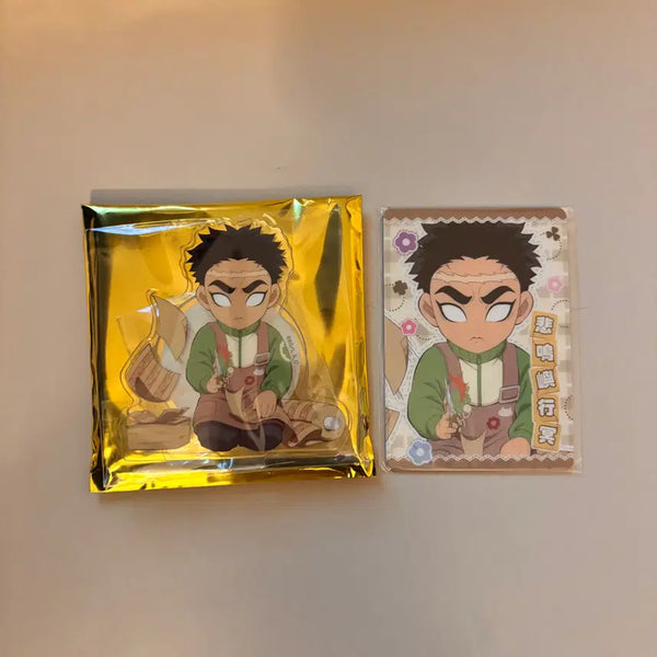 [BUNJANG] Demon Slayer Gyomei Handmade Club Acrylic Stand + Patchwork Card Bundle Set / [일괄] 귀멸의칼날 핸드메이드클럽 교메이 아크릴 스탠드 + 패치워크풍 카드
