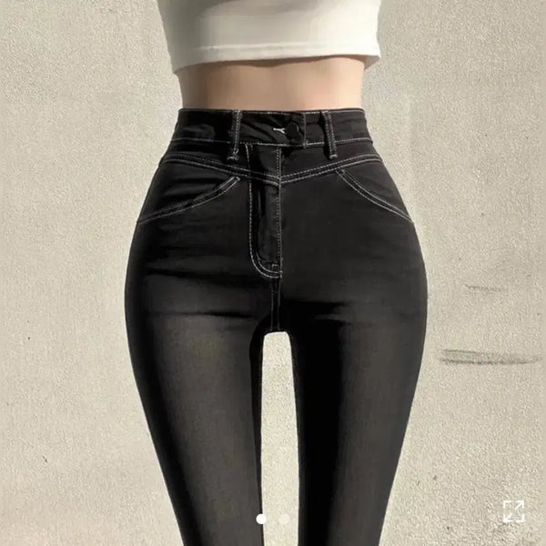 [BUNJANG] High-Waisted Bootcut Jeans with Hip Padding (Black Blue) / 에이블리 골반뽕 청바지 부츠컷 하이웨스트 골반패드 흑청