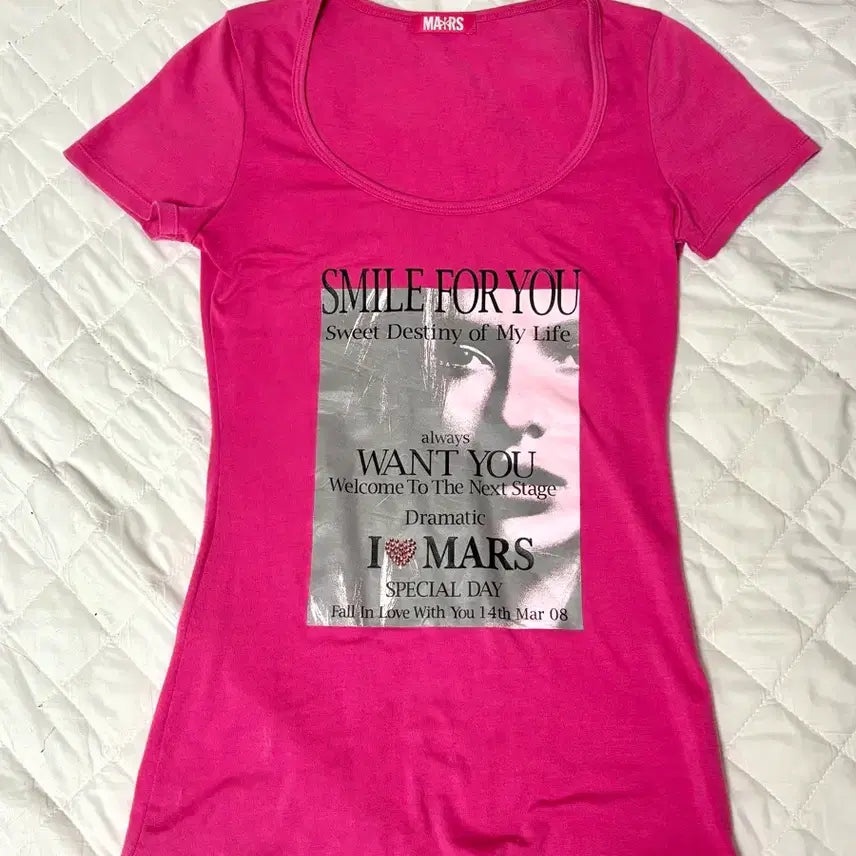 [BUNJANG] Mars Baby Metal Club Hot Pink T-Shirt / mars 마즈 핫핑크 반팔티 베이비메탈클럽
