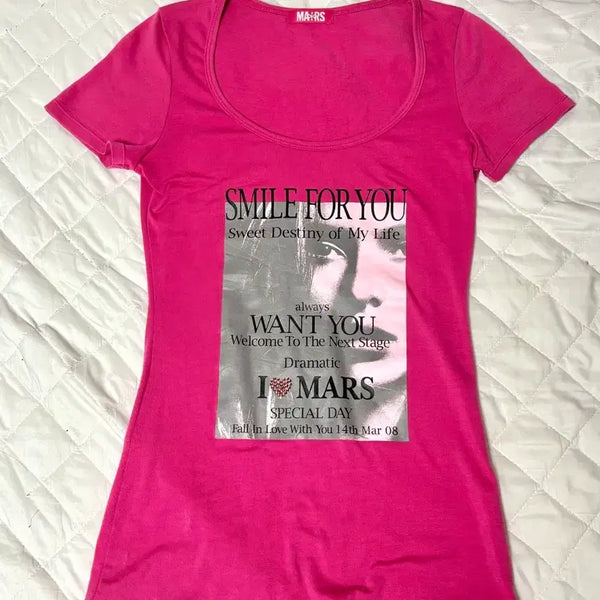 [BUNJANG] Mars Baby Metal Club Hot Pink T-Shirt / mars 마즈 핫핑크 반팔티 베이비메탈클럽