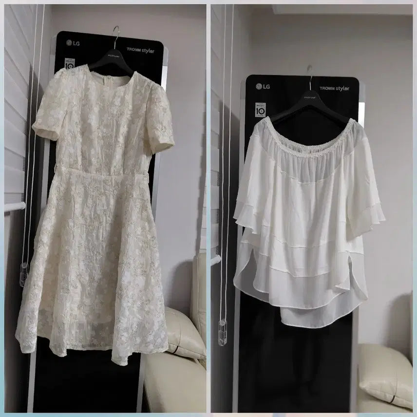 [BUNJANG] Set: Ivory Dress & White Ozsecon Blouse / (최종) 55 세트(아이보리 원피스+화이트 오즈세컨 블라우스)