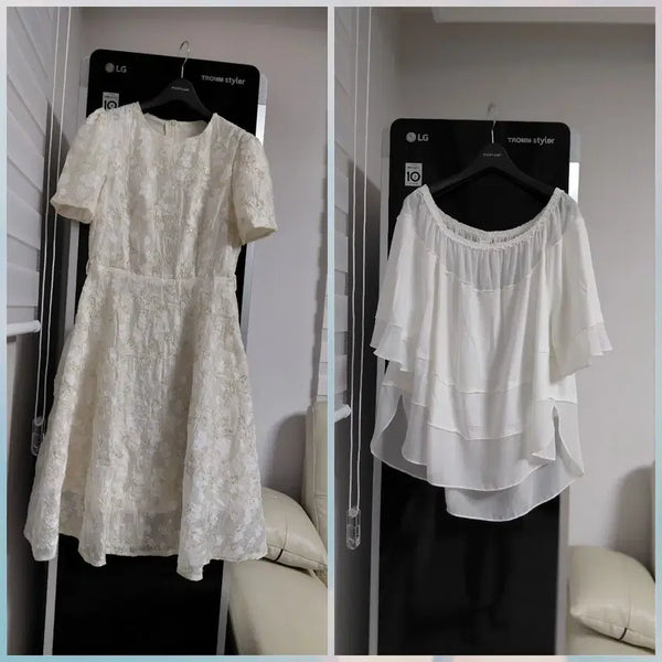 [BUNJANG] Set: Ivory Dress & White Ozsecon Blouse / (최종) 55 세트(아이보리 원피스+화이트 오즈세컨 블라우스)