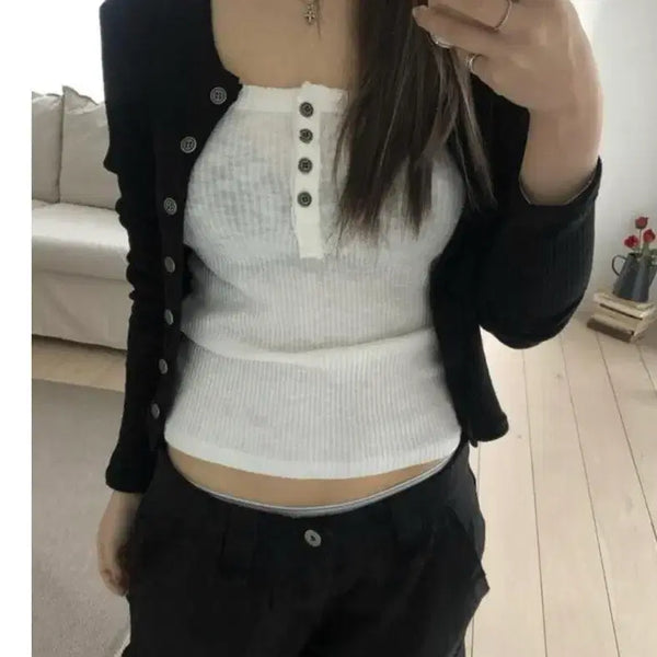 [BUNJANG] IZIZ Cut-Off Sleeveless Top Ivory / 이즈이즈 Cut-Off Sleeveless 컷오프 슬리브리스 나시 아이보리