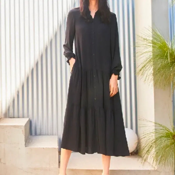 [BUNJANG] Helen Karen Crepe Tiered Dress / 7788 새상품) 헬렌카렌 넉넉한 티어드 원피스