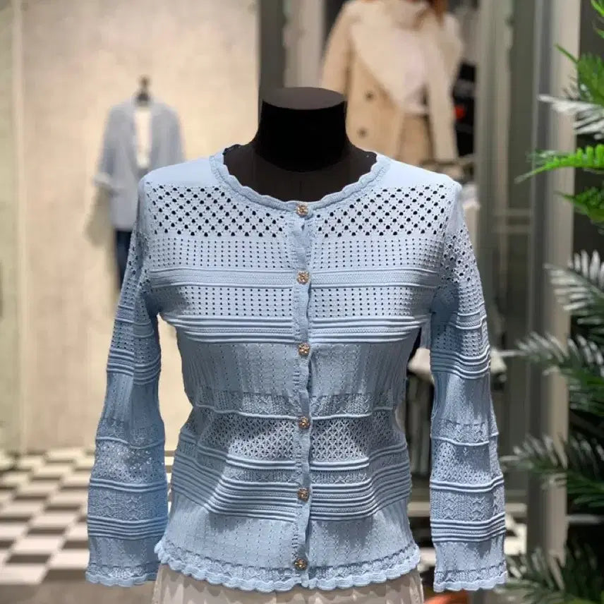 [BUNJANG] Sisley Crocheted Cardigan Knit / 시슬리 크로쉐 가디건 니트 free 44-55 봄여름용