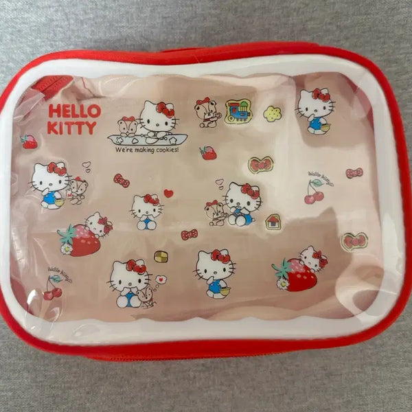 [BUNJANG] Sanrio Hello Kitty Transparent Pouch Makeup Bag / 산리오 헬로키티 투명 파우치 메이크업 가방